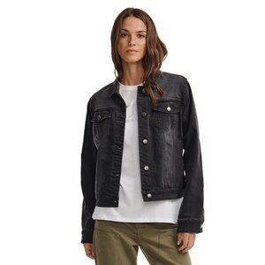 NWT Caterpillar Women’s Black Distressed Denim Jacket Size Small